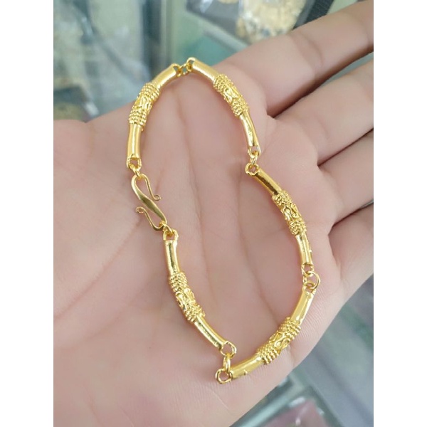 gelang bambu kuningan lapis emas