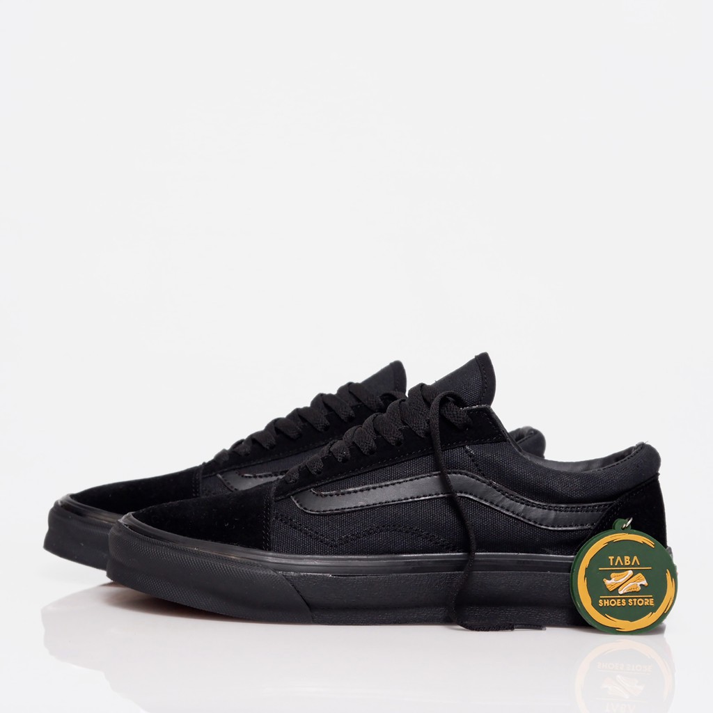 (BISA COD) SEPATU OLDSKOOL FULL BLACK PREMIUM SNEAKERS OLD SCHOOL PRIA WANITA