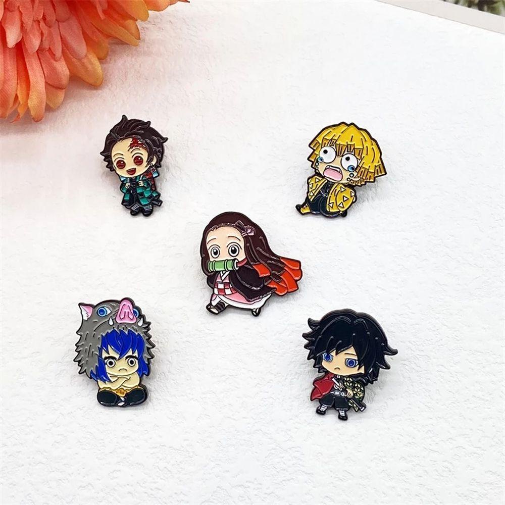 Mxbeauty Demon Slayer Lapel Pin Aksesoris Cosplay Jaket Pin Pakaian Dekorasi Kartun Lencana Pin Anime Badge