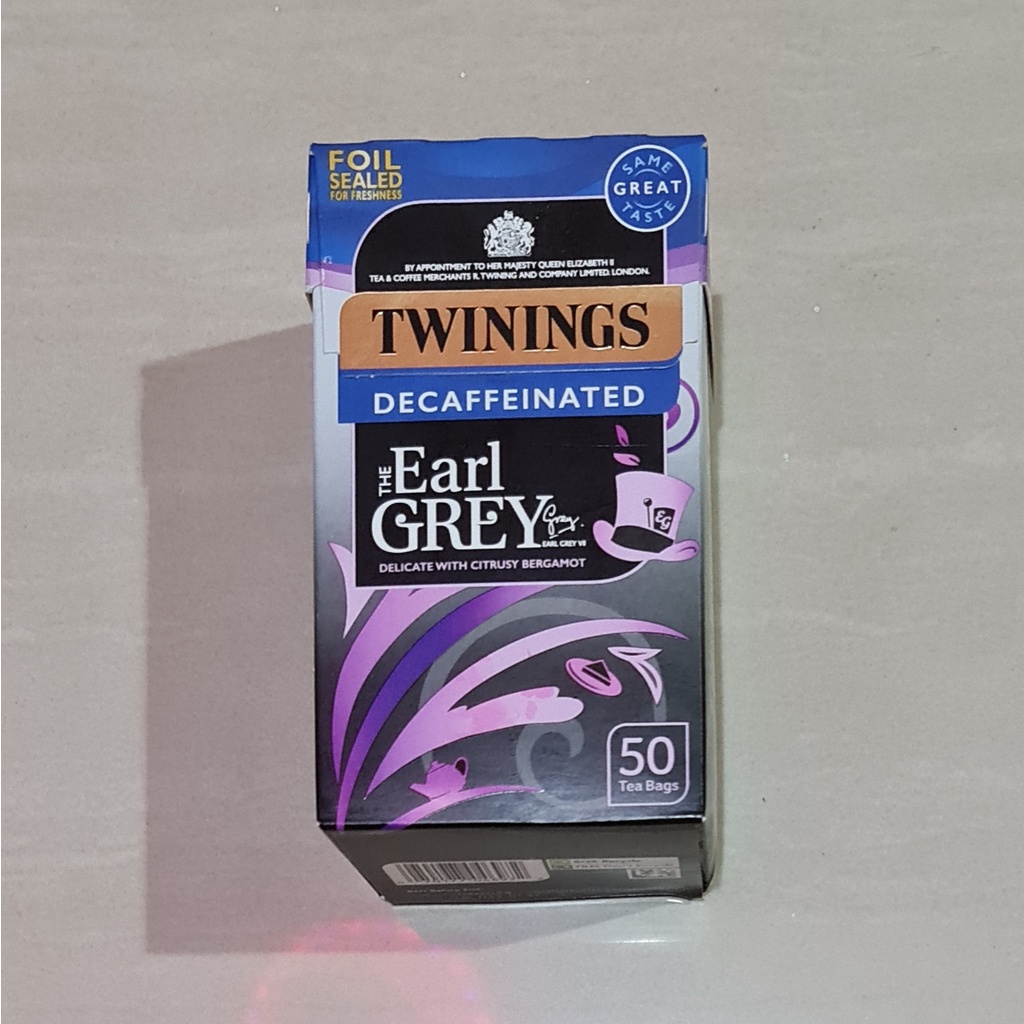 Teh Twinings Earl Grey Tea Decaffeinated 50 x 2,5 Gram