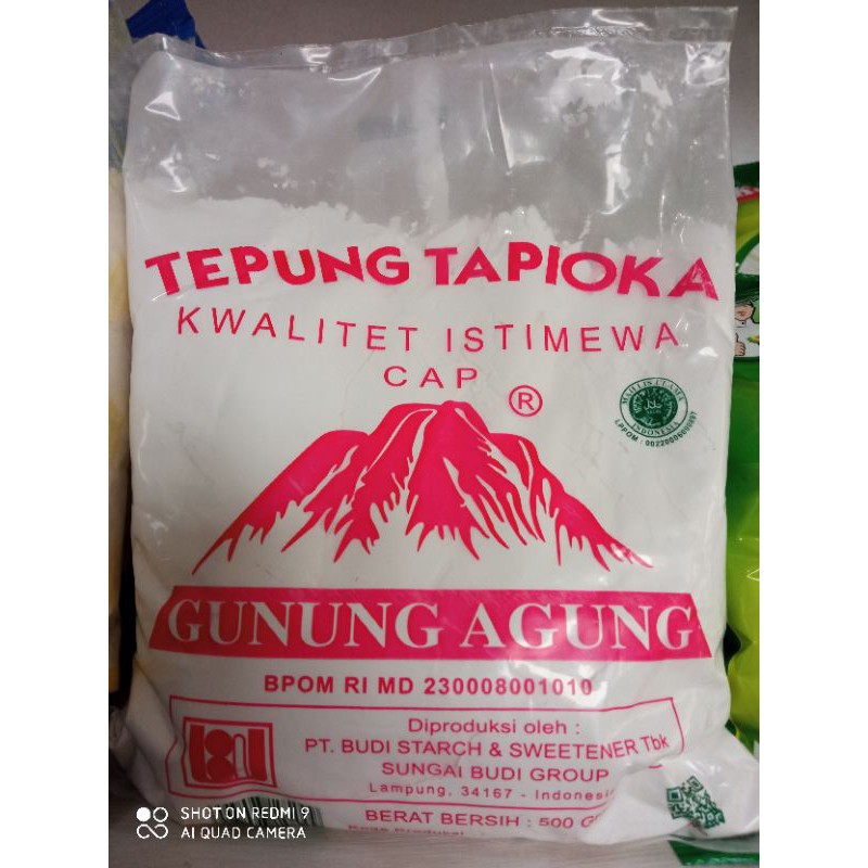 

Tepung tapioka, aci, sagu kemasan 500gr cap gunung agung