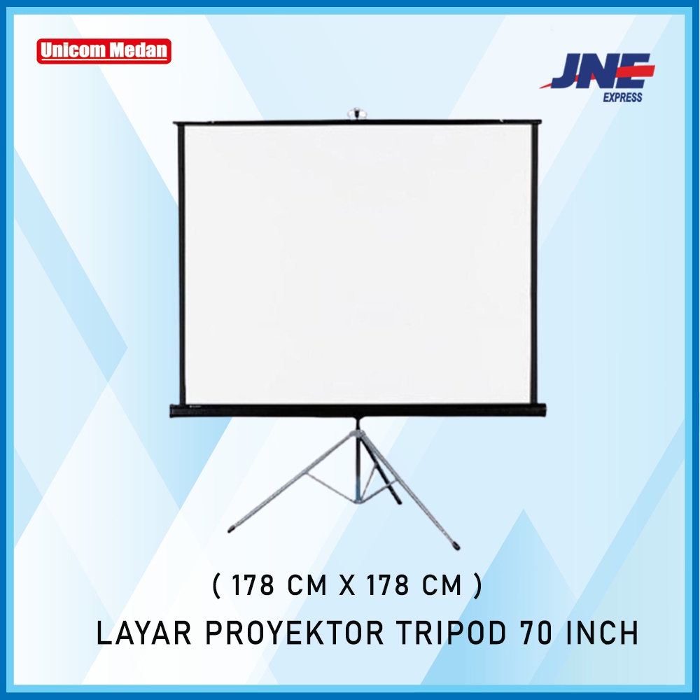 LAYAR PROYEKTOR TRIPOD 70 INCH (178cm x 178cm)