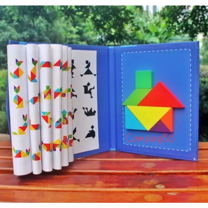 Puzzle Tangram Magnetik Mainan Anak Brain Games Magnetik Puzzle Edukasi