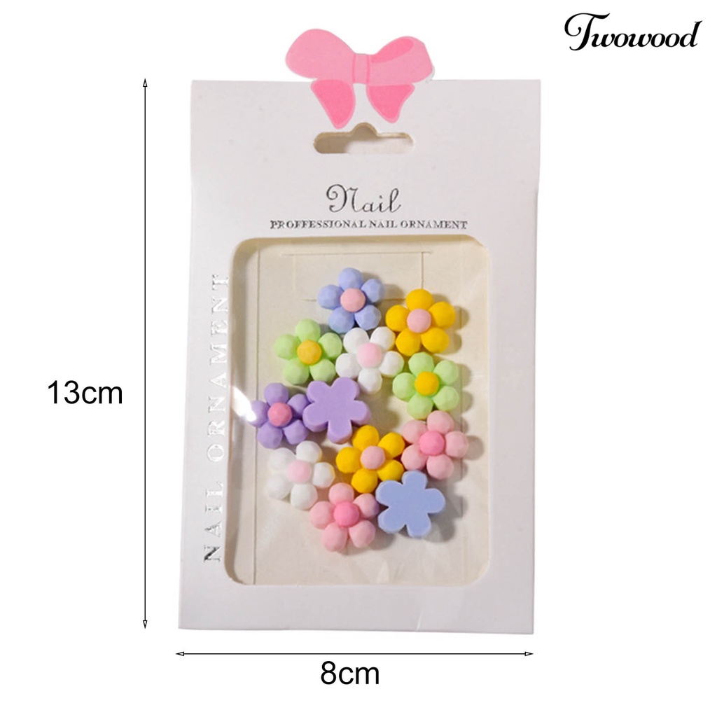 Twowood 12Pcs / Set Ornamen Kartun Beruang / Bunga Bahan Resin Untuk Dekorasi Nail Art DIY