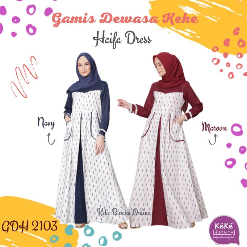 Gamis Dewasa Keke Humaima ~ Haifa Dress ( GDH 2103 ) ~