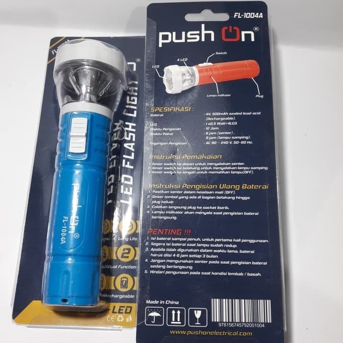 Senter LED Rechargeable Lampu Senter Cas Charge Emergency Push On