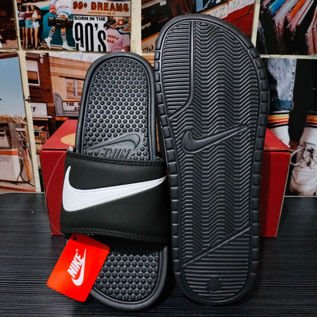 SANDAL SLIDE NIKE FLIP FLOP BENASSI SANDAL PRIA WANITA SWOOSH TERMURAH SENDAL NIKE HITAM MURAH