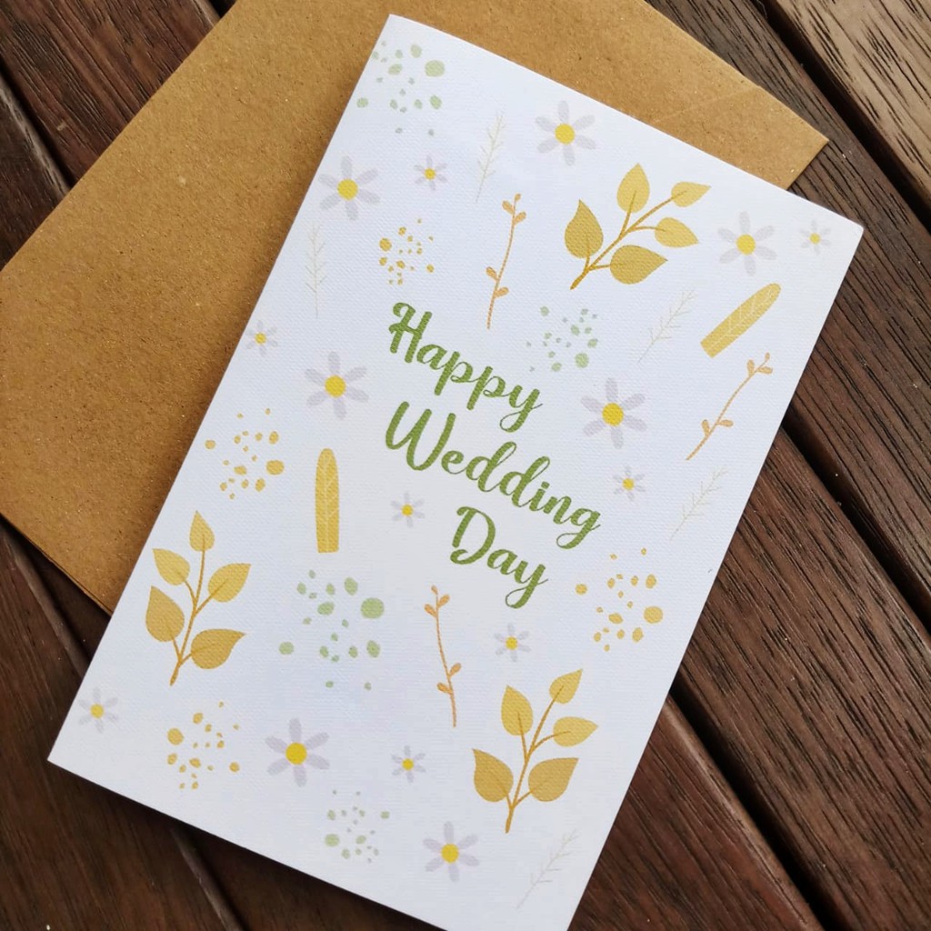 Kartu Ucapan Happy Wedding Greeting Card plus Amplop Kraft Kado Hadiah Pernikahan Bouquet
