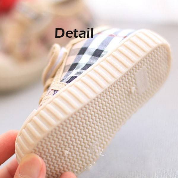 BEN SPT88 sepatu anak balita laki perempuan coklat motif burberi 1-3tahun import kid todder-2