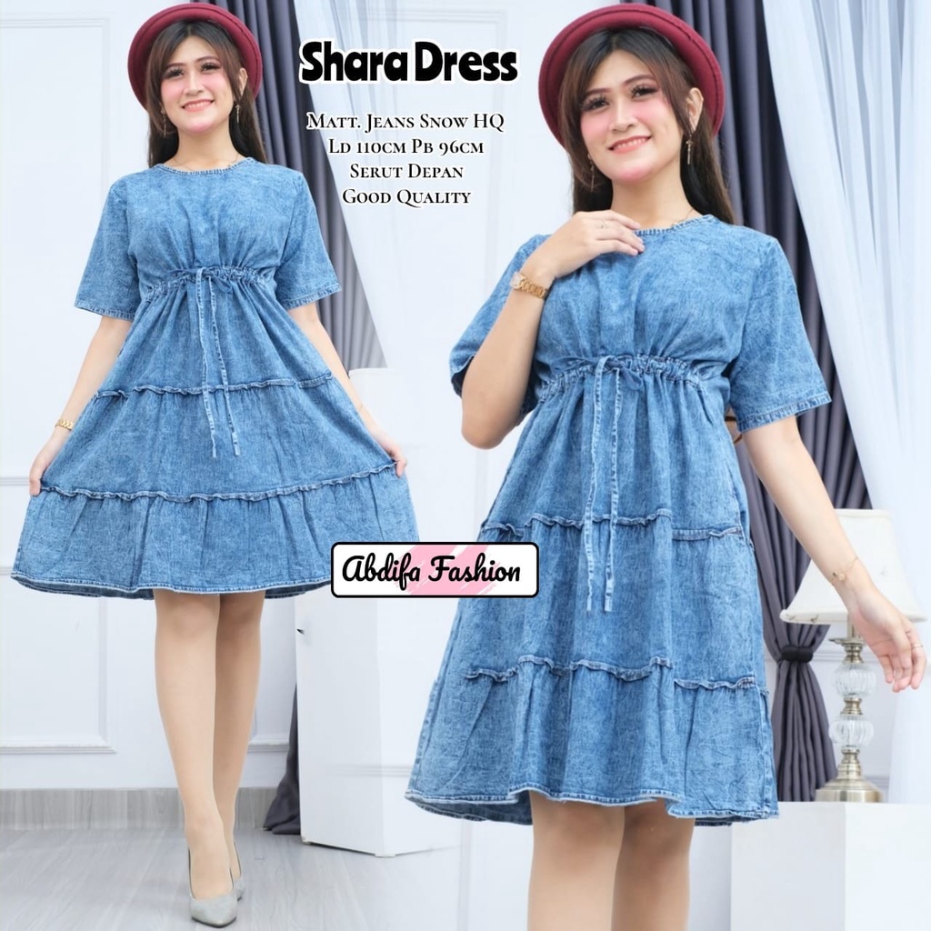 Dress Jeans Wanita Mini Dress Lepis Lengan Rib Gucy Dress Jins Daster Jeans Home Dress Kekinian