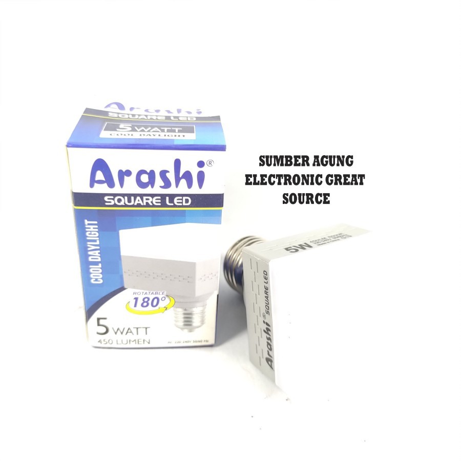 Arashi Square LED 5W Lampu Kotak Terang 5 Watt 450Lumen Rotate 180dera