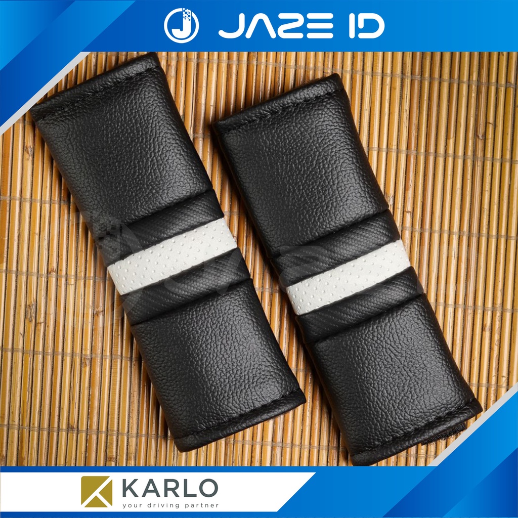 Karlo Cover Seatbelt Premium Mobil Seat Belt Racing White Putih Hitam