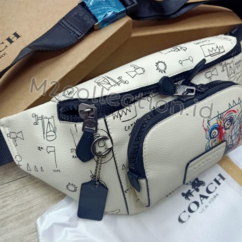 Waistbag Coach White Grafithie Belt Bag Tas Pinggang Mirror Quality