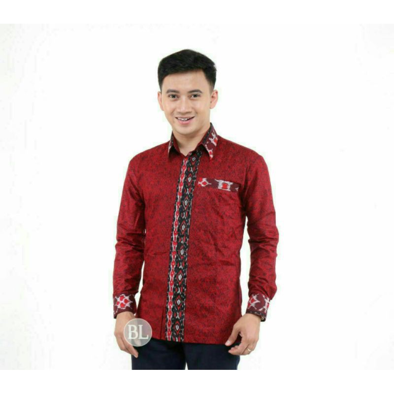 Batik Couple Keluarga Maura Couple Sania Ruffle Ori Ndoro Jowi dnt Termurah motif mega mendung merah