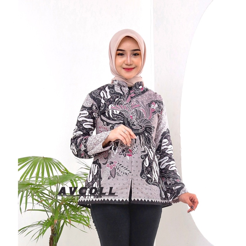 tey-17 Batik wanita ASJ SA HRB026 Kenongo Kemeja Tosca Pendek