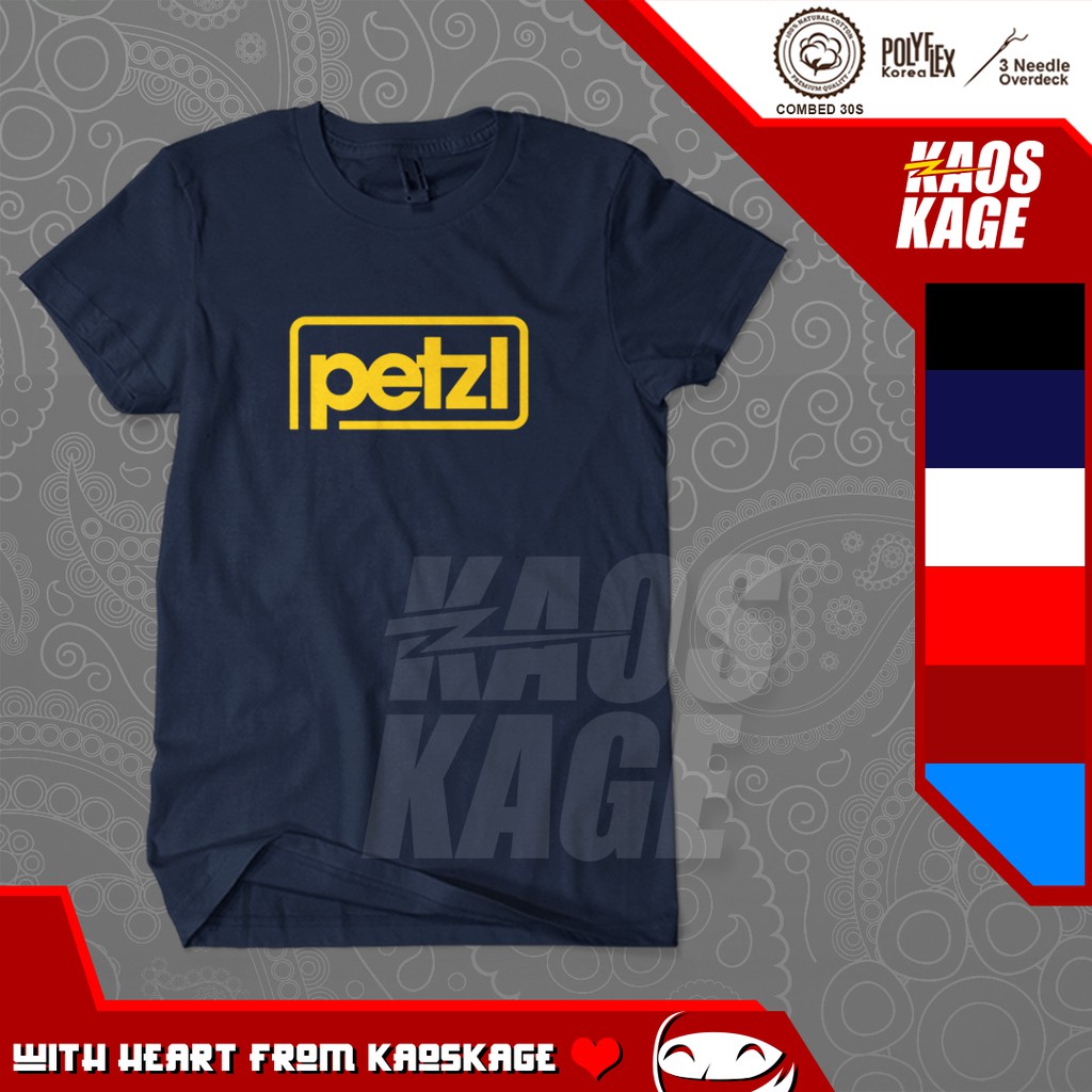 Kaos Baju Distro PETZL LOGO 100 % Cotton Combed 30s Unisex Terlaris / T SHIRT Logo Terbaru