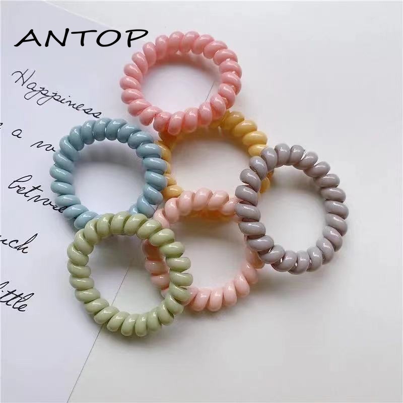 Korea Permen Warna Rambut Cincin Telepon Kawat Kepala Tali Wanita Sederhana Karet Gelang Tidak Ada Jejak Ekor Kuda Hiasan ANTOP