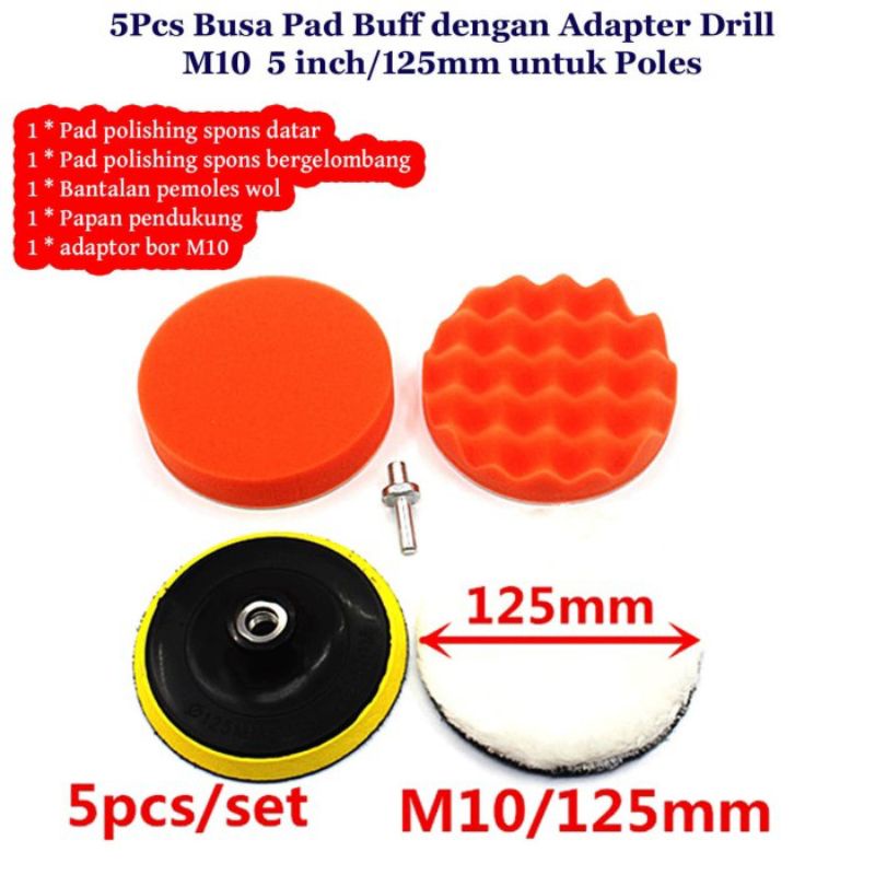 5 pcs Alat Poles Mobil 5 inch pad Polish