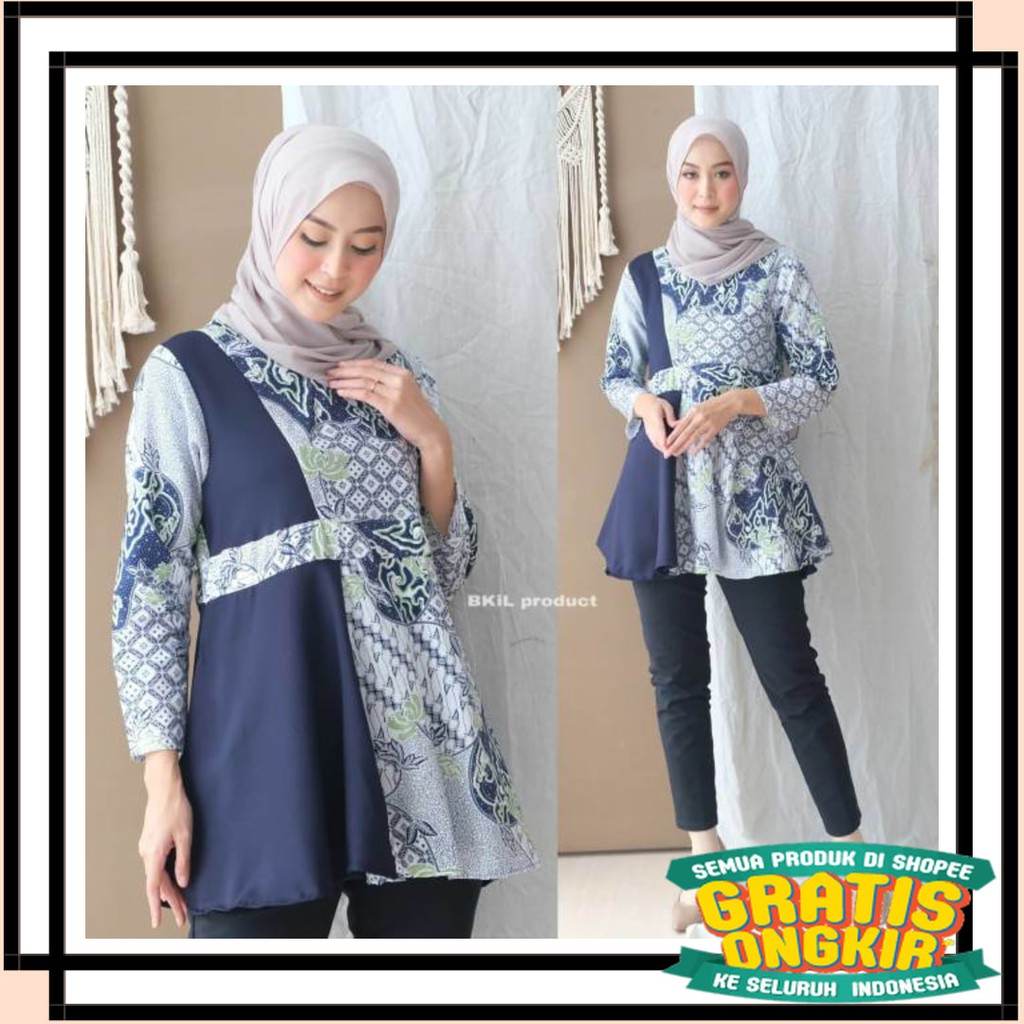 BATIK SEMARANG MURAH - TERBARU TERKINI / Kenongo BATIK Atasan - BATIK Wanita RISNA HRB026 Blus