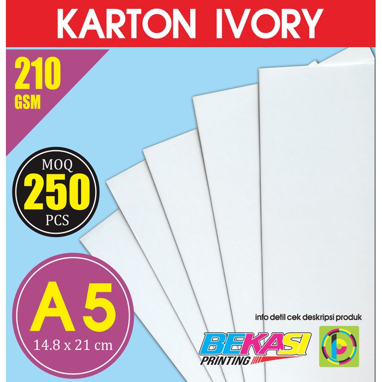 

Karton Carton IVORY 210 GSM Ukuran A5 14.8x21 cm isi 250 Lembar