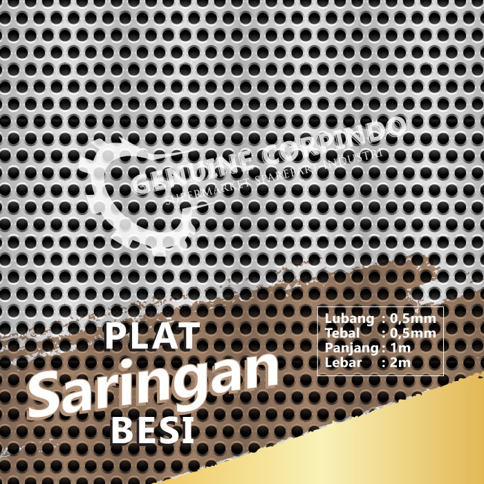 Plat Besi Saringan tebal 0,5 mm x 1 M x 2 M, Diameter lubang 0,5 mm