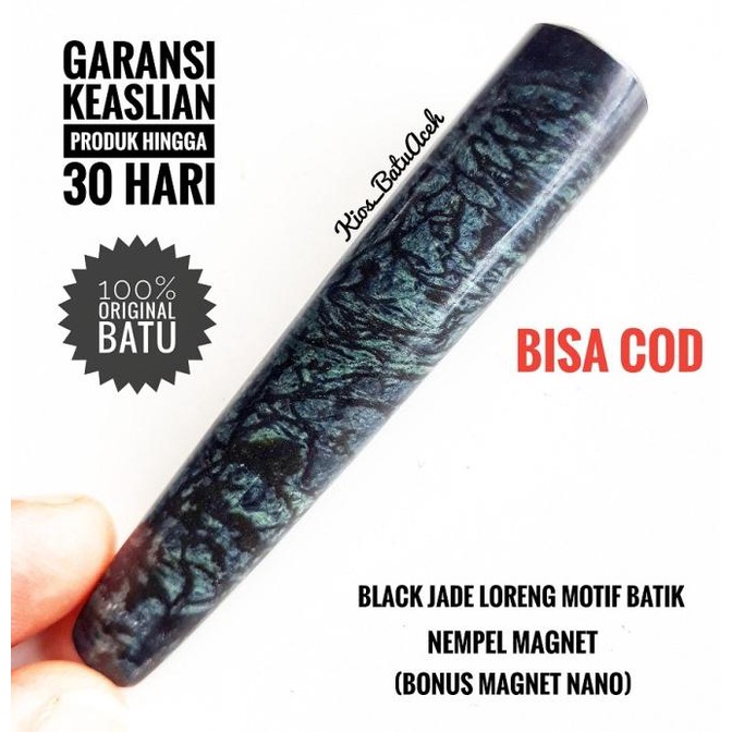 ] Pipa Rokok Batu Black Jade Loreng Aceh Motif Batik Bulat Pipih