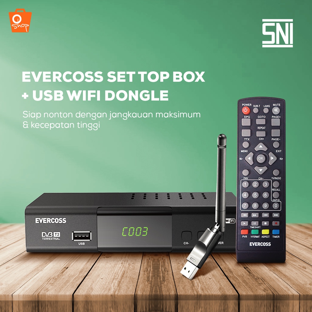 STB TV DIGITAL Evercoss Set Top Box + USB Wifi Dongle Receiver Adapter | STB Siaran TV Digital Full 