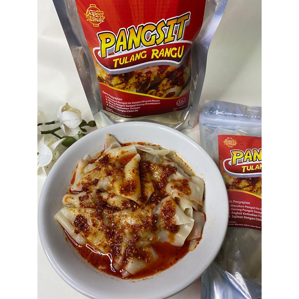 Pangsit pedas viral isi tulang rangu (kemasan baru bisa kuah bisa d goreng) /agen garut