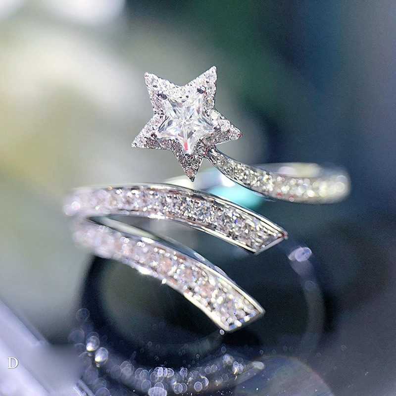 Cincin Moissanite Mewah Untuk Wanita