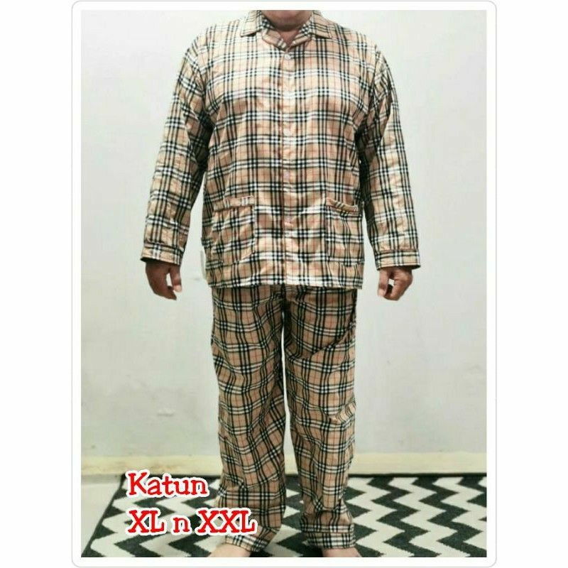 Piyama jumbo katun kotak bulberry 1504/1505