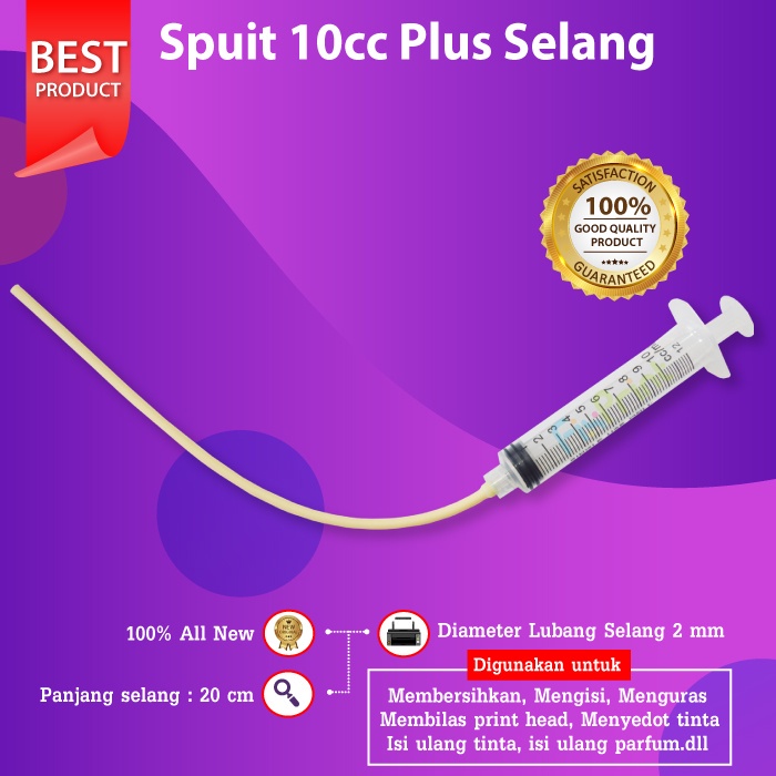 Spuid 10ml + Selang 15cm Spuit Suntikan Penyedot / Penyemprot Print Head Tinta Cartridge Printer