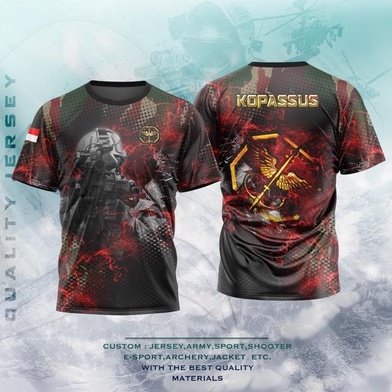 kaos jersey costum TNI AD, KOPASSUS, MARINIR