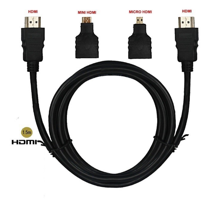 KABEL HDMI 3 IN 1 / KABEL HDMI 3IN1 (HDMI + MINI HDMI + MICRO HDMI) KAMERA LAPTOP TABLET NOTEBOOK MONITOR