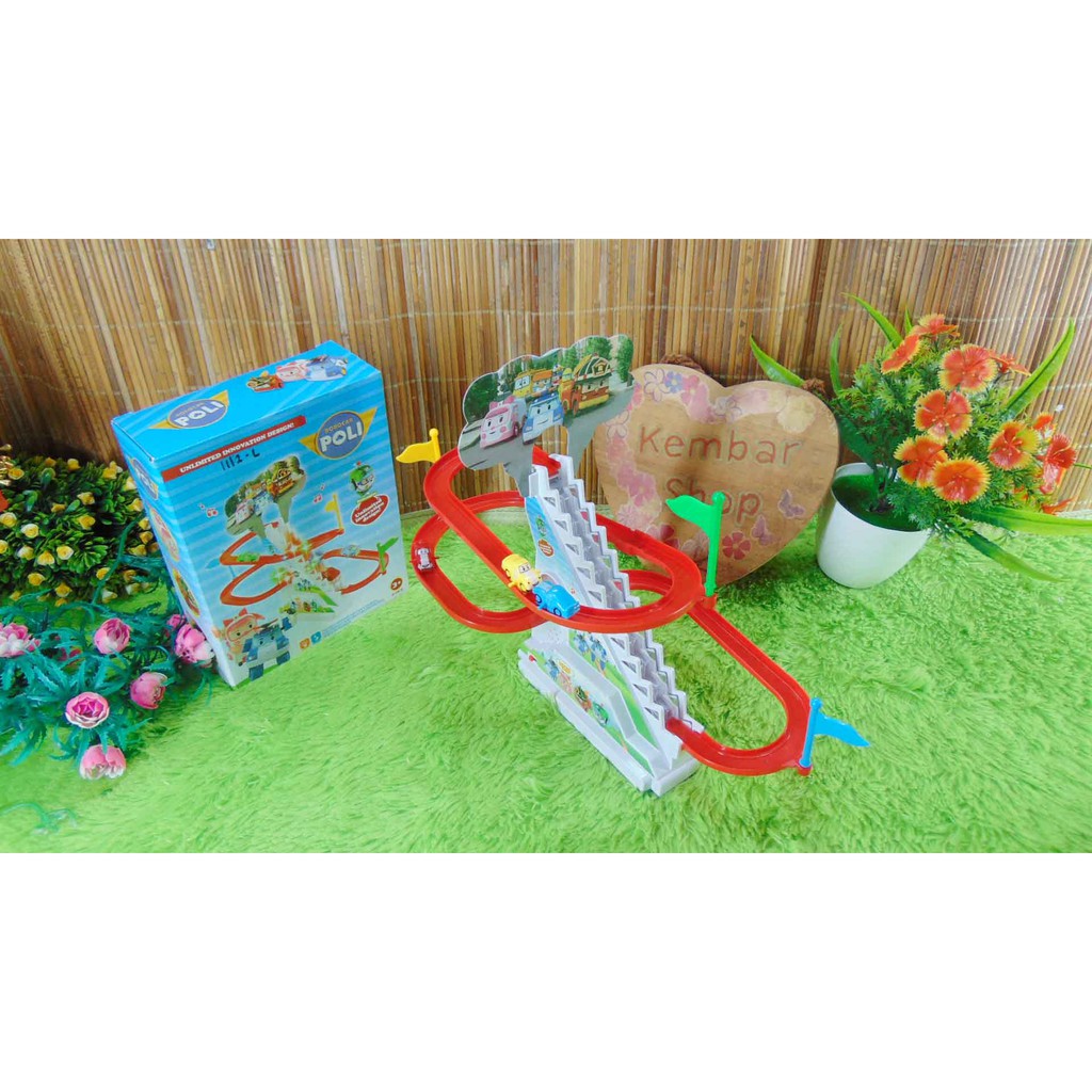 TY-CMP [BISA NYALA&MUSIK]ROBOCAR POLI SLIDE - MAINAN TRACK SELUNCURAN TANGGA