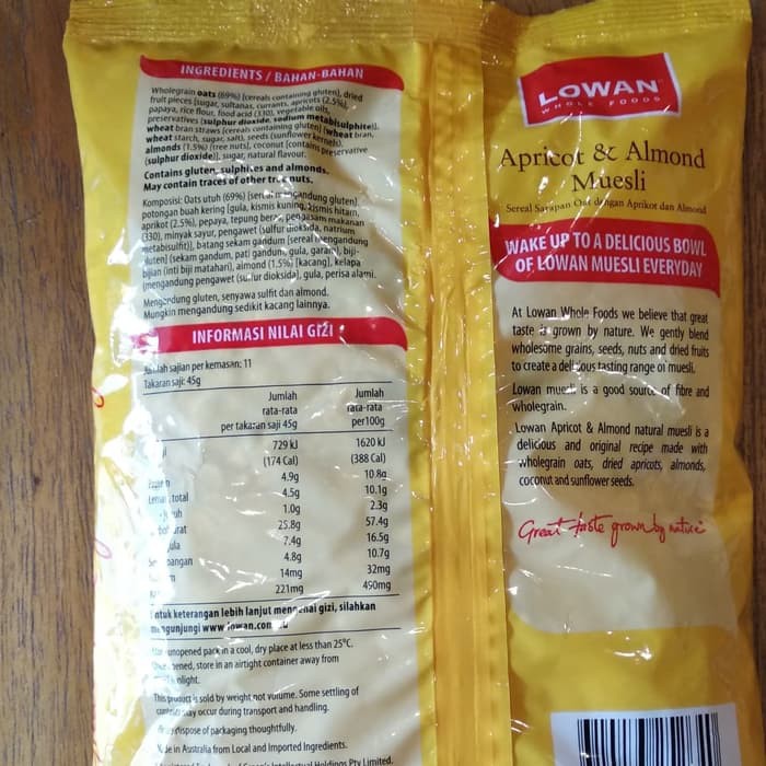 Lowan Apricot & Almond Muesli 500 Gr