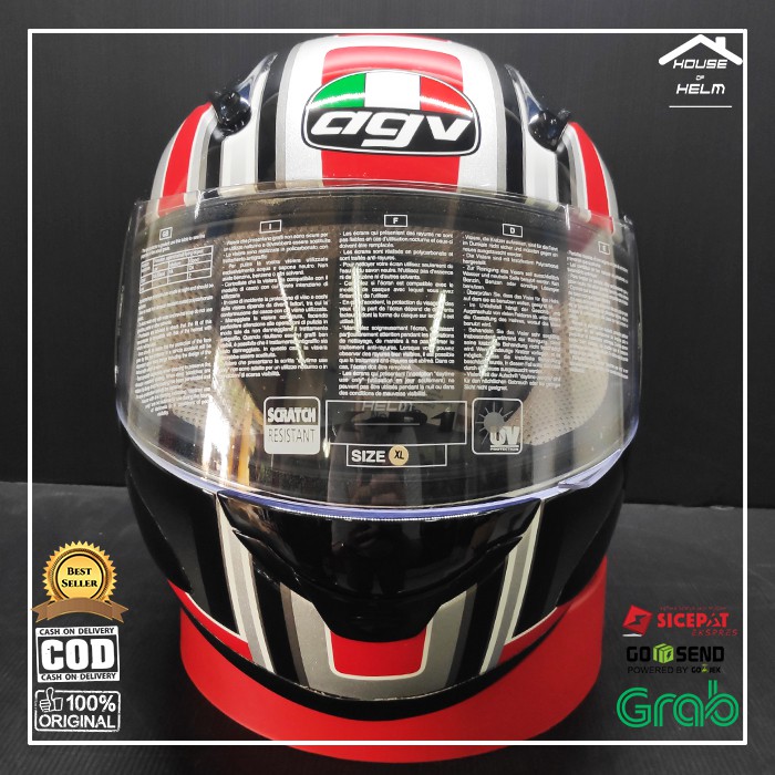HELM FULLFACE FULL FACE FULFACE AGV ORI MURAH KEREN CLASIC CLASSIC MURAH GP1 GP 1 R07 SILVER RED