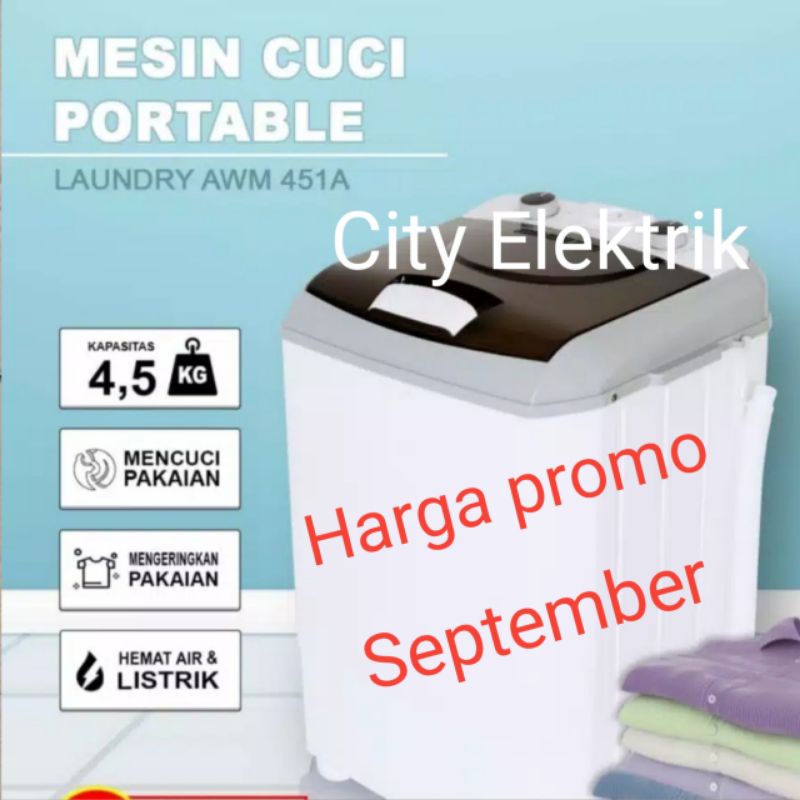 MESIN CUCI PORTABLE / MESIN CUCI MINI ARASHI AWM 451A  4.5KG