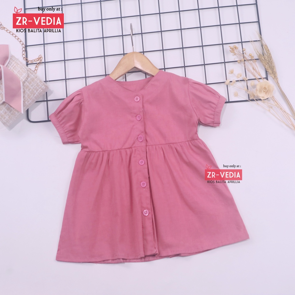 Dress Allysa uk 1-4 Tahun / Baju Polos Lengan Pendek Anak Perempuan Cewek Blouse Tunik Adem Branded Tshirt