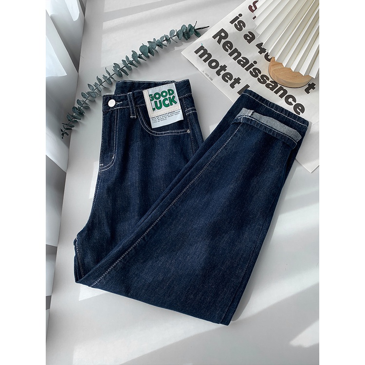 Good Luck New Korean Highwaist Looe Celana Harem Jeans Wanita Ukuran Jumbo