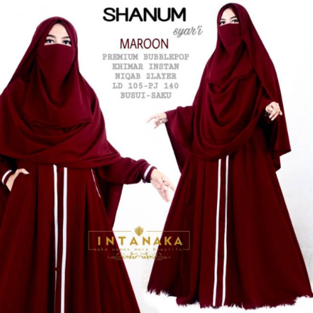 Gamis Shanum Set Syari Ori Intanaka Longdress Maxi Bublepop