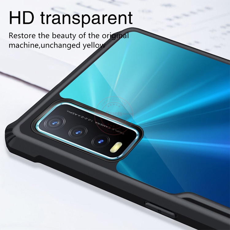 Case VIVO Y12S Armor Fushion Transparent Casing + Tempered Glass Full Layar dan Skin Carbon