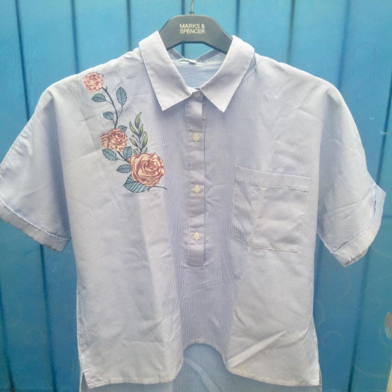 KEMEJA CROP COLORBOX BLUE