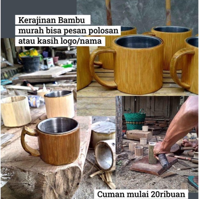 Cangkir  Mug Bambu Polos Bisa  Hadiah Hantaran Aksesories Suvenir Unik Murah-1