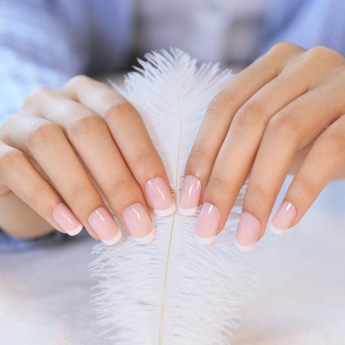 foreverlily Kuku Palsu Fashion Kuku Palsu Putih French 24pcs