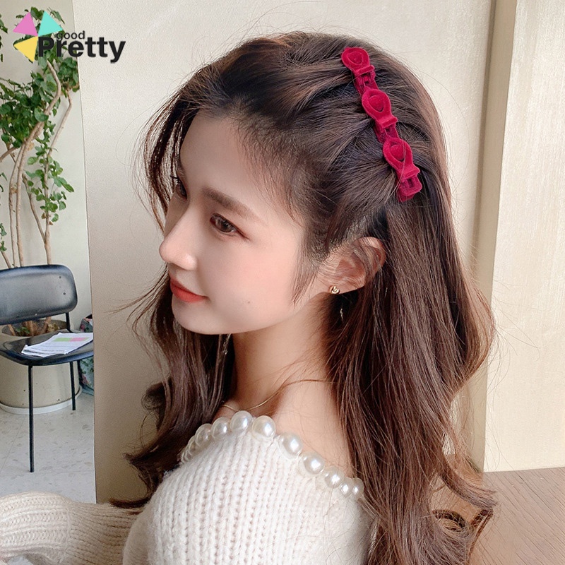 Flocking Hair Clip Side Hiasan Kepala Artefak Rambut Musim Gugur Dan Musim Dingin - PD