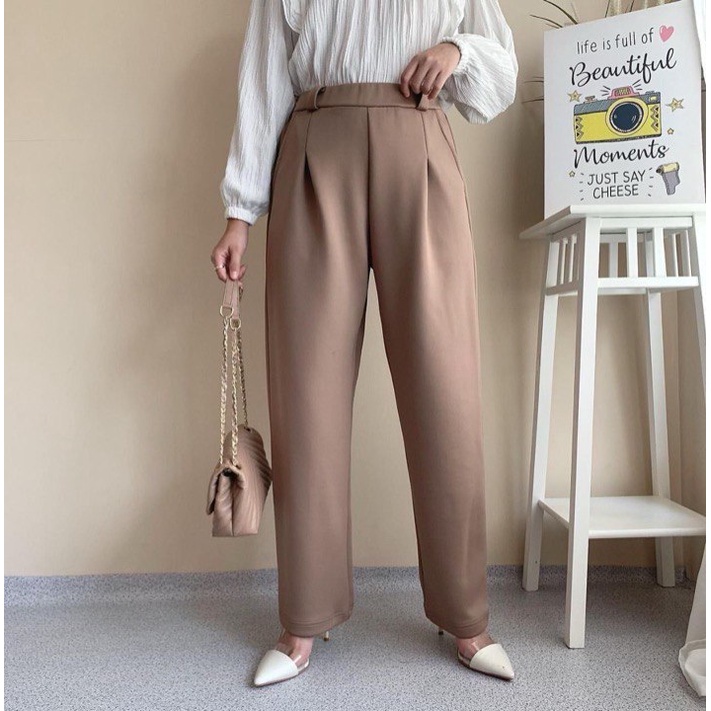 Celana Kulot Wanita Basic Bahan Skuba / Baggy Pants Premium Scub