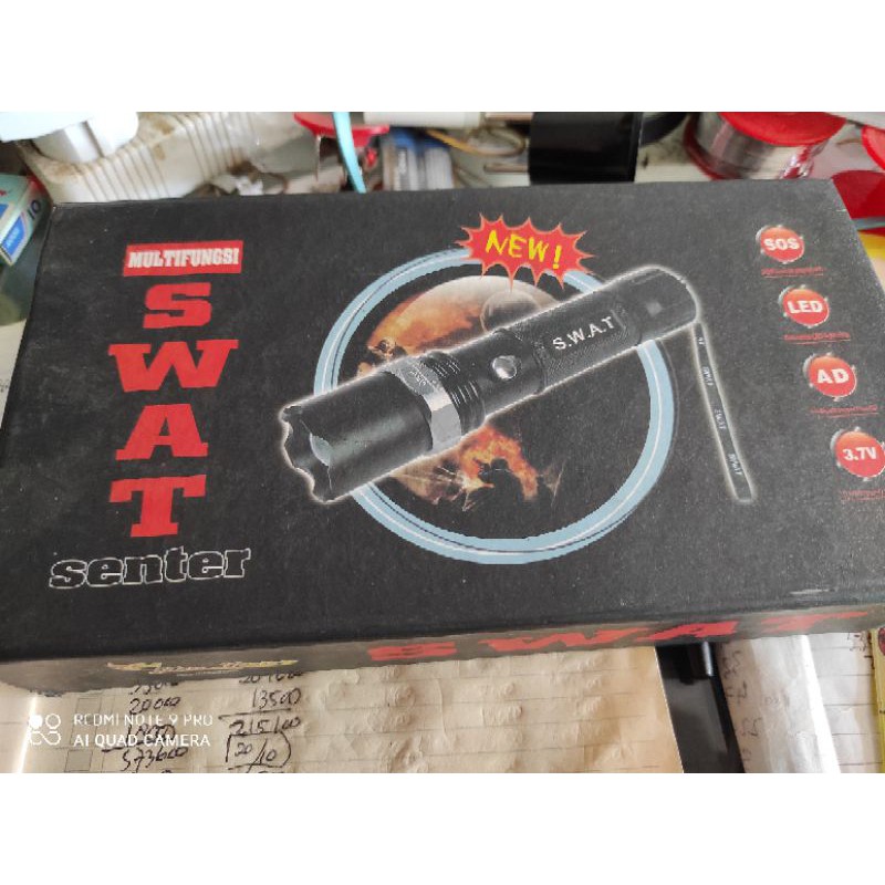senter swat jin long jl-8626c + bonus senter akik nyala putih, bisa diganti warna lensa nyala swatny