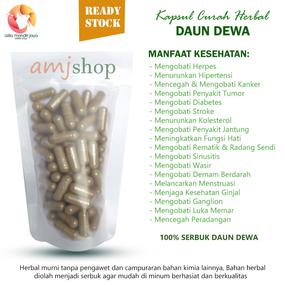 

Kapsul curah herbal daun dewa kaplsu herbal herpes tumor diabetes stroke jantung pendarahan atau pembengkakan payudara rematik dan radang sendi sinusitis wasir