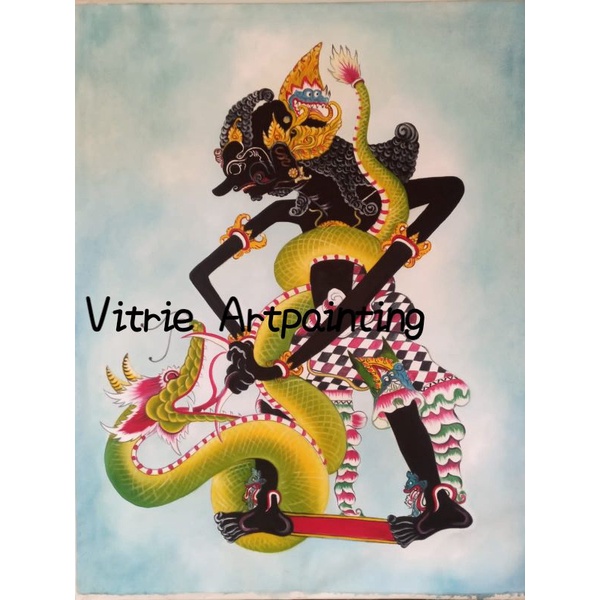 lukisan wayang lukisan kanvas dan cat minyak