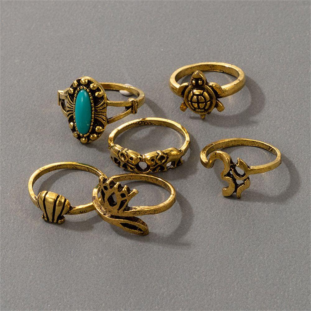 Preva 4Pcs /Set Cincin Ular Set Jari Perhiasan 4Pcs /Set Rock Boho Hip Hop Vintage Aksesoris Tangan